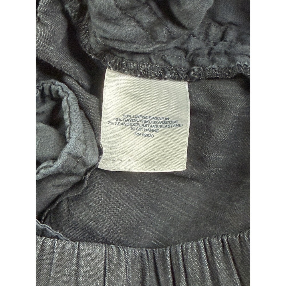 Lands' End Pants Womens 4 Black Linen Blend High Rise Wide Leg Pull On Coastal - Picture 5 of 14